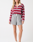 Cartel & Willow Alissa Rugby Tee - Raspberry Stripe