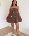 BY FRANKIE Strapless Mini Polka Dot Dress - Choc