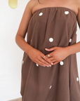BY FRANKIE Strapless Mini Polka Dot Dress - Choc