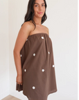 BY FRANKIE Strapless Mini Polka Dot Dress - Choc
