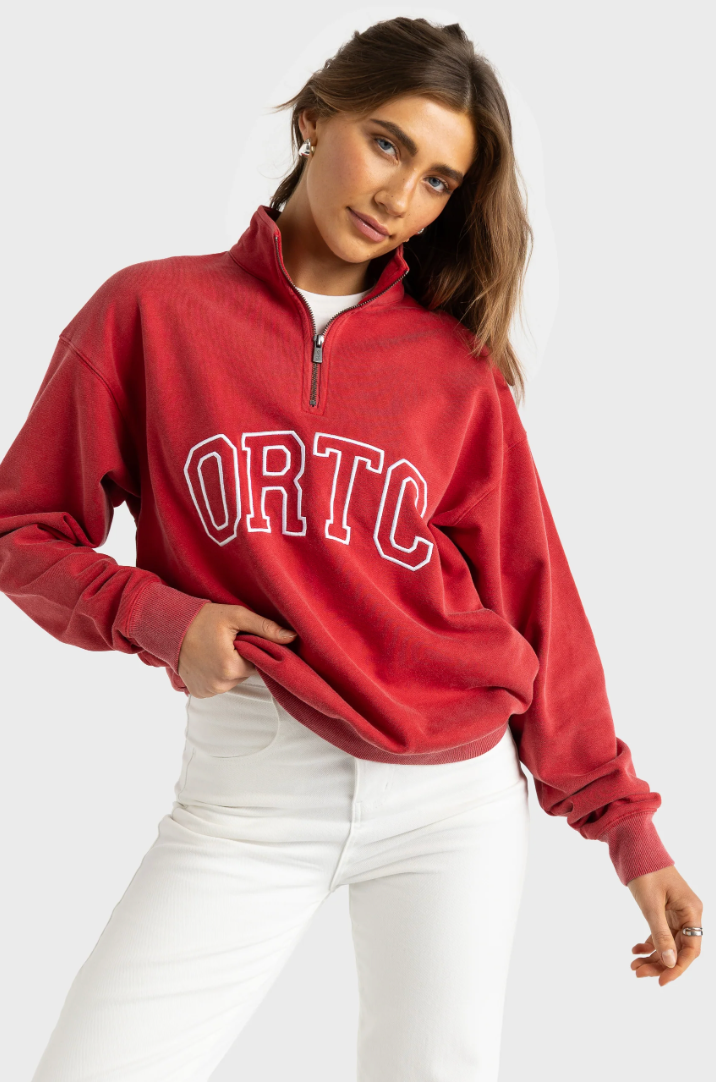 ORTC - Duke Logo Quater Zip Vintage - Red