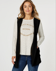 THREADZ -OLLIE SIDE BUTTON VEST 45281.  Black