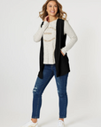 THREADZ -OLLIE SIDE BUTTON VEST 45281.  Black
