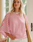 CERES Lucy Relaxed Tee - Heritage Red/White Stripe