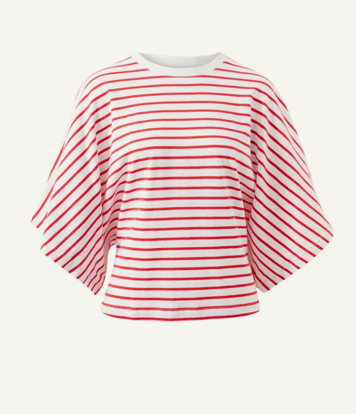 CERES Lucy Relaxed Tee - Heritage Red/White Stripe