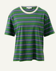 CERES Stevie Slouchy Tee - Basil/Blue Stripe
