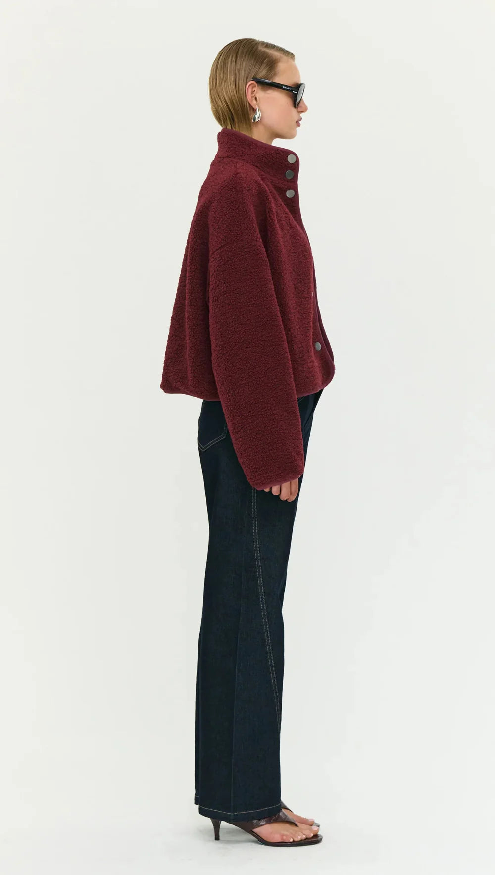 STAPLE THE LABEL - Katya Crop Sherpa Jacket - Merlot