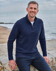 ANSETT - LambsWool/Nylon 1/2 Zip Mock - Bluestone