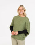 NATIVE WORLD - Split Sleeve Poncho.  Pistachio