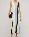 STAPLE THE LABEL - Blue & Cream Stripe Knit Midi Dress