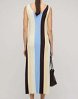 STAPLE THE LABEL - Blue & Cream Stripe Knit Midi Dress