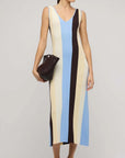 STAPLE THE LABEL - Blue & Cream Stripe Knit Midi Dress