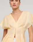 STAPLE THE LABEL - Butter Yellow Linen Pleated Blouse