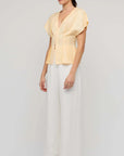 STAPLE THE LABEL - Butter Yellow Linen Pleated Blouse