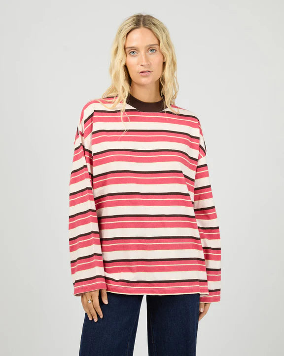 ALL ABOUT EVE - Dolly LS Stripe Tee - Berry