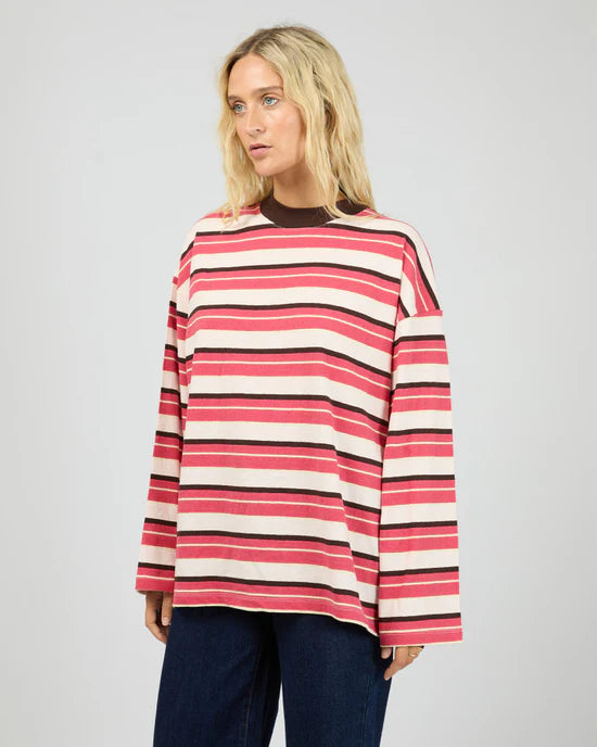 ALL ABOUT EVE - Dolly LS Stripe Tee - Berry