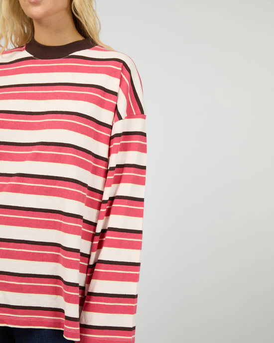 ALL ABOUT EVE - Dolly LS Stripe Tee - Berry