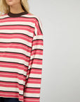 ALL ABOUT EVE - Dolly LS Stripe Tee - Berry