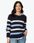 GORDON SMITH - The Pier Stripe Print Knit - Navy Multi