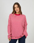 ALL ABOUT EVE - Paloma Stripe Long Tee - Red