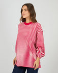 ALL ABOUT EVE - Paloma Stripe Long Tee - Red