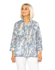 EQUINOX - 100% Cotton French Floral Print 3/4 sleeve Shirt 