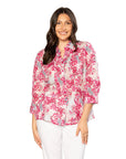EQUINOX - 100% Cotton French Floral Print 3/4 sleeve Shirt 