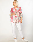 EQUINOX - Bell Cuff Floral Print 3/4 sleeve Shirt 