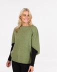NATIVE WORLD - Split Sleeve Poncho.  Pistachio