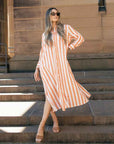 WORTHIER - Aria Stripe Maxi Dress - Orange