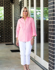 EQUINOX-  Semi-Fitted Linen Blend 3/4 sleeve shirt - PINK