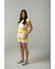 CLOTH PAPER SCISSORS - Stripe Cotton Shorts.  White/Daffodil