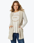 THREADZ- Ollie Side Button Vest  Oat