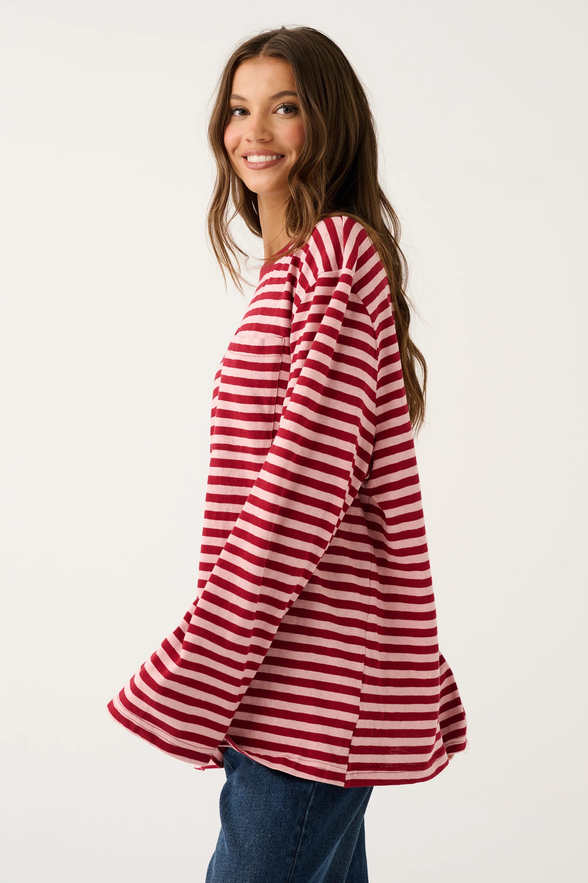 CARTEL &amp; WILLOW - Harley Long Sleeve - Plum Stripe