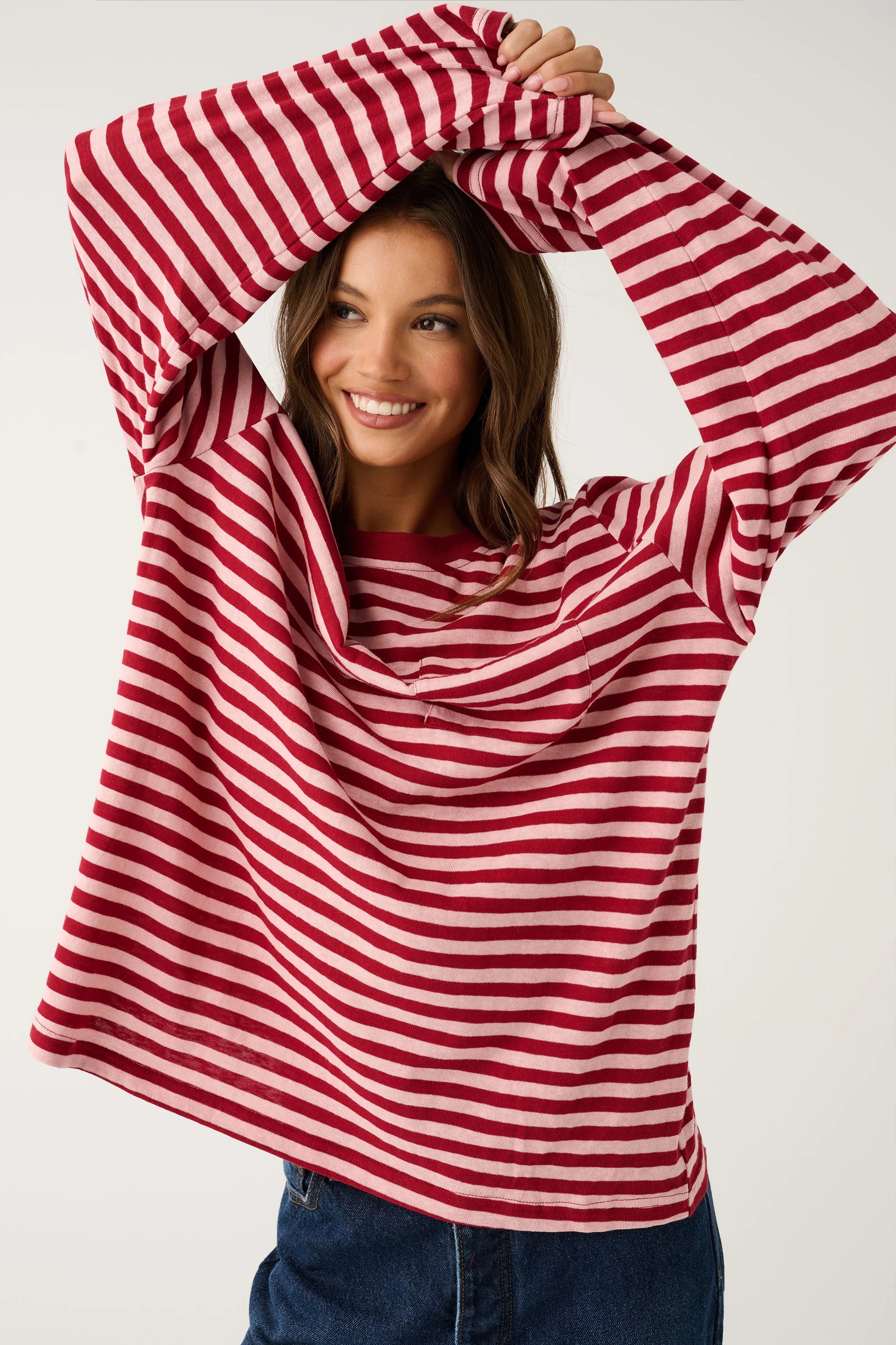 CARTEL &amp; WILLOW - Harley Long Sleeve - Plum Stripe